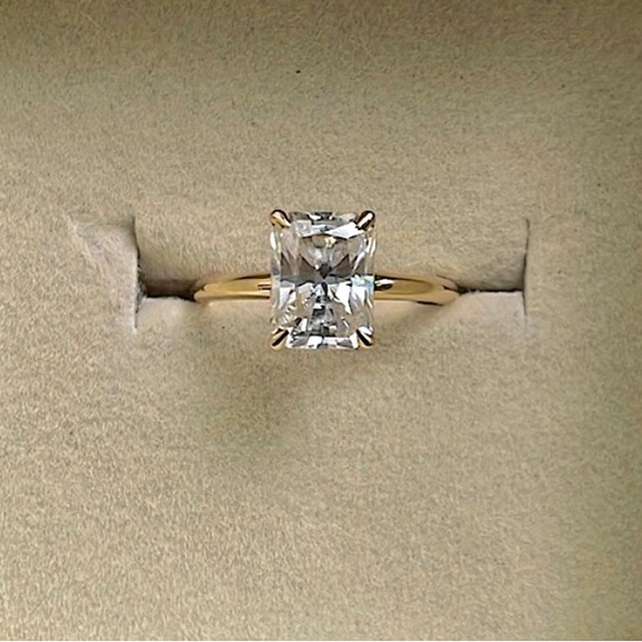 14k Solid Gold Moissanite Radiant Tulip Lotus Engagement Ring size 4.5 PREOWNED - Picture 16 of 17